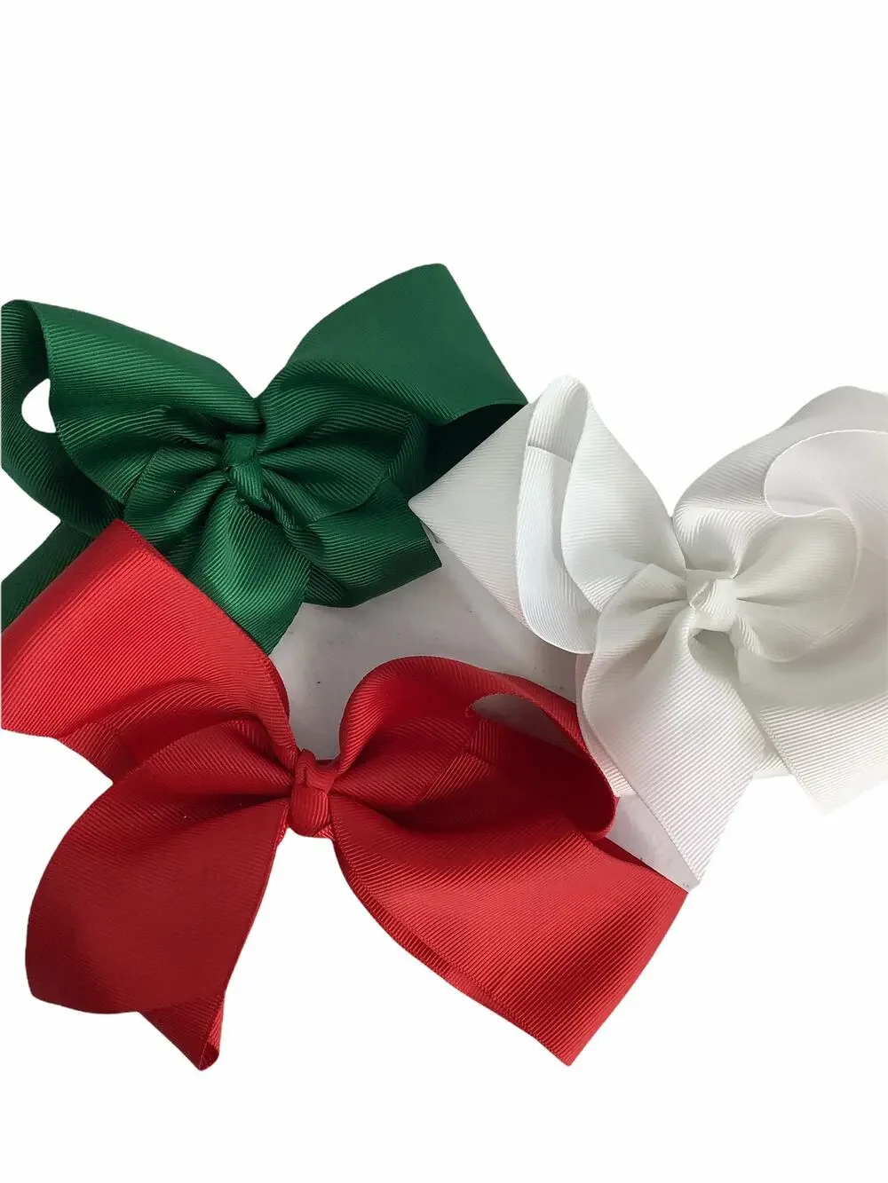 Bundle Lot of 3 Red, Green & White Hair Bows